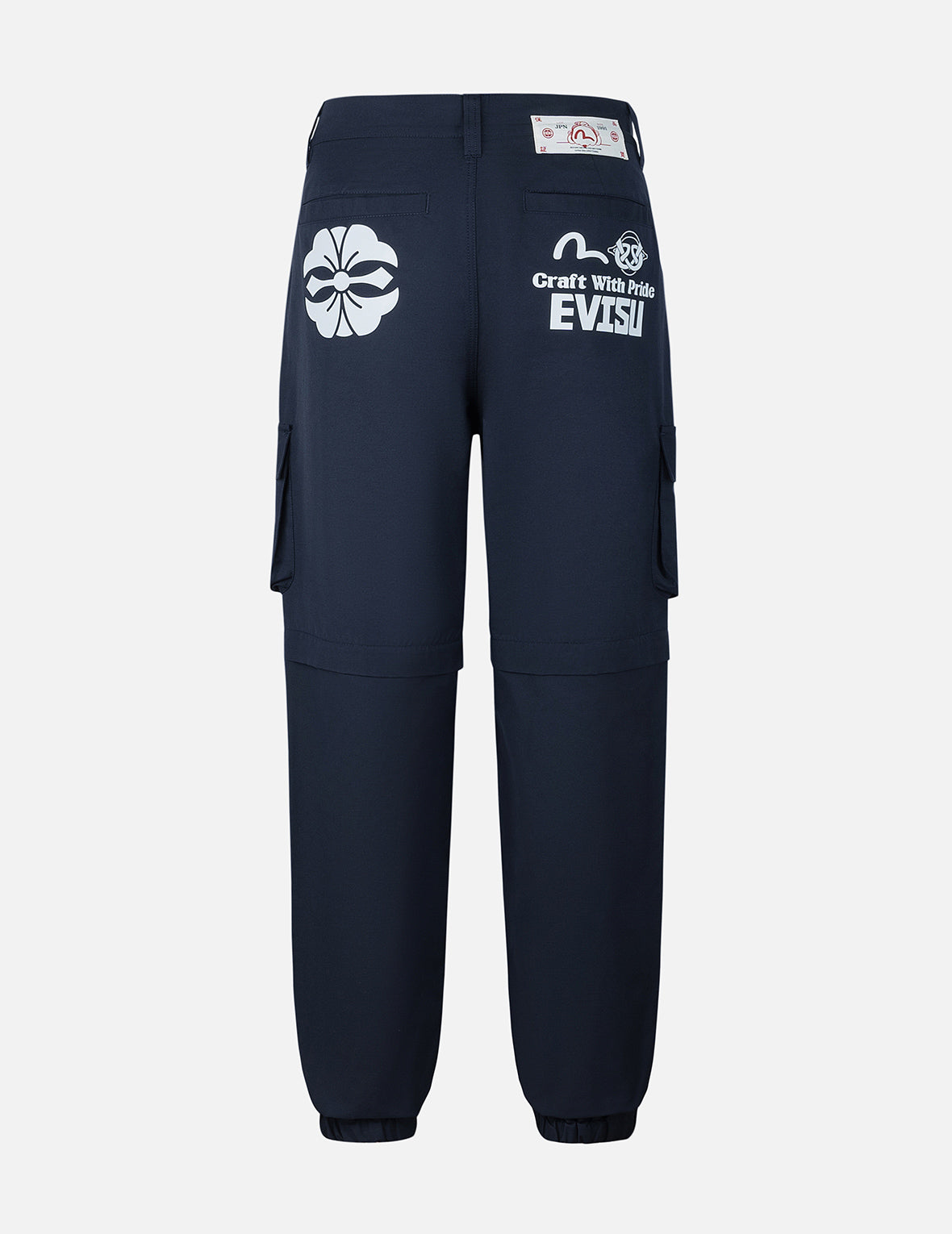 Kamon and Logo Prints Detachable Leg Panel Fashion Fit Woven Cargo Jogger